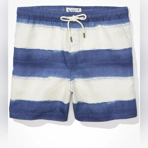 American Eagle, AE 5.5" Striped Swim Trunk, Men’s Size M, Blue and White Stripe
